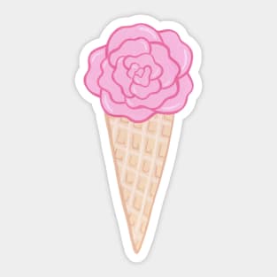 Pink flower ice cream cone Sticker